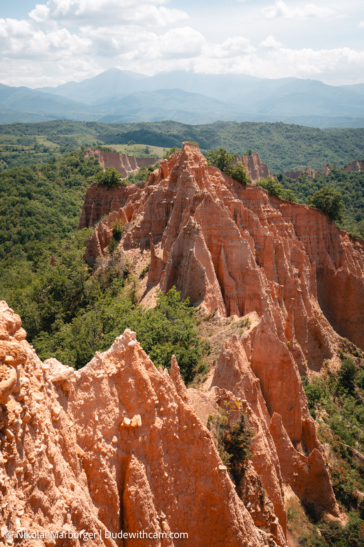The Melnik Pyramids in Bulgaria. There is a 11km circular path which leades you trough the whole region and offers good views.